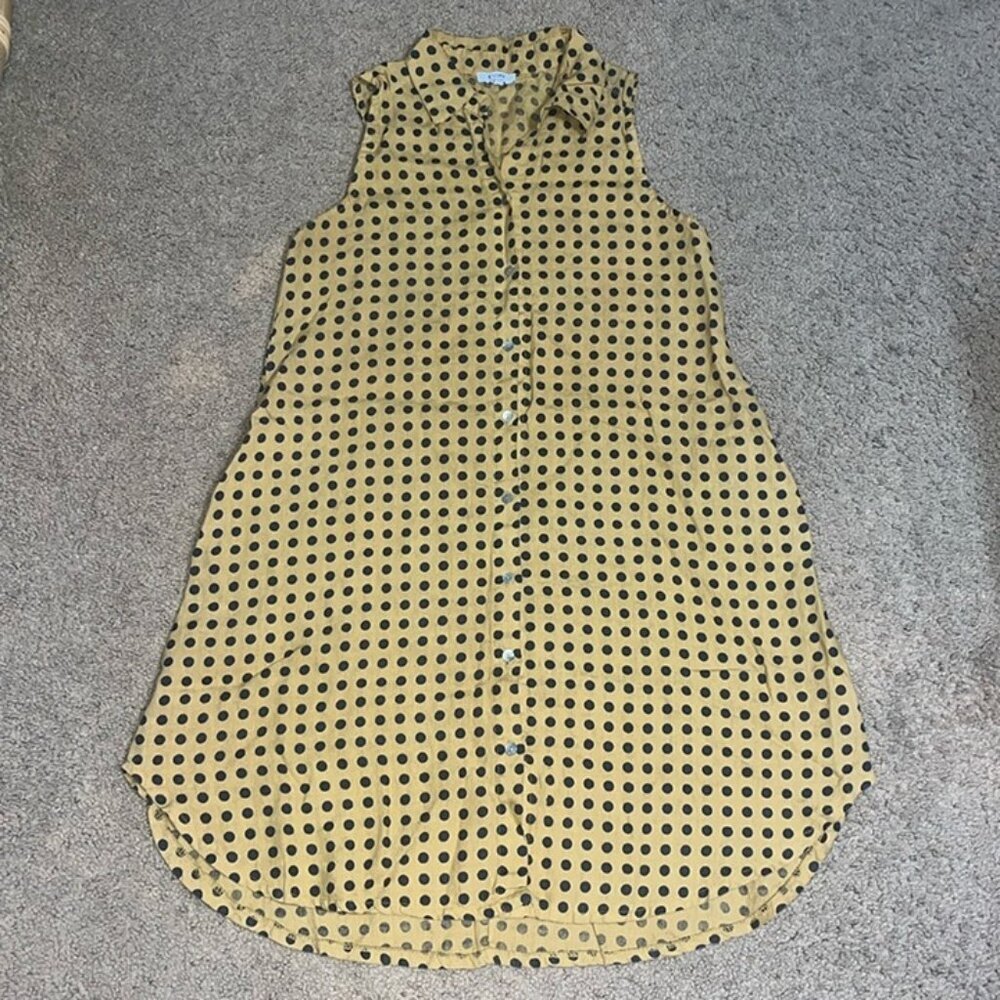 Rosemarine Italian Polka Dot Button Front Sleeveless Linen Dress Small‎ - Picture 3 of 11